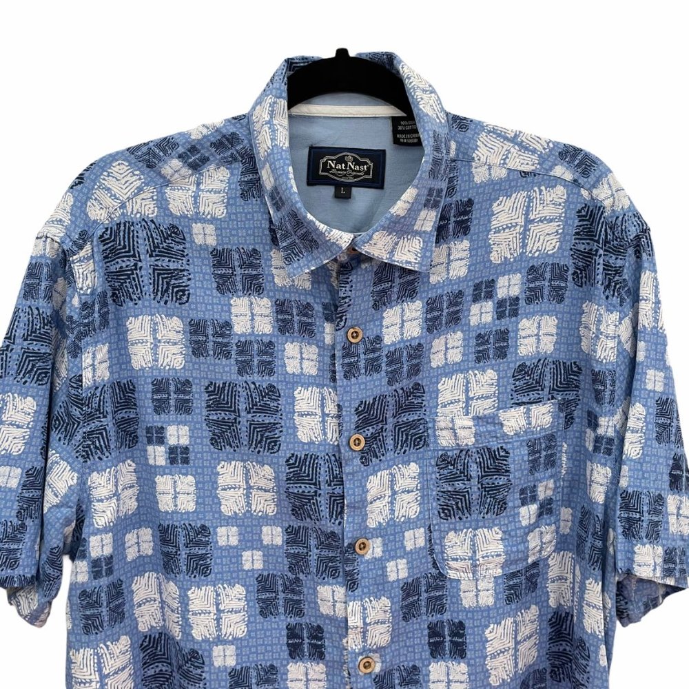 Nat Nast Luxury Original Men’s Short Sleeve Silk Blend Hawaiian Shirt Size Large
